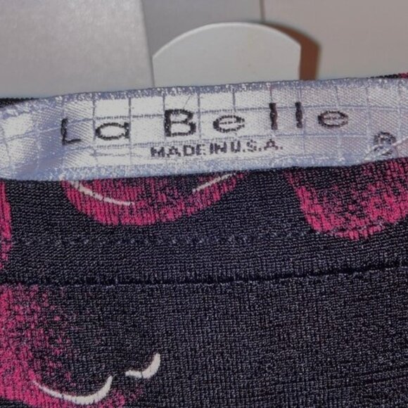 LA BELLE Vintage Classic Maxi Skirt Black with Floral Print USA Womens Medium - Picture 4 of 6